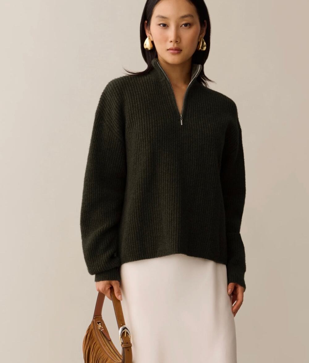 New NWT CAARA Camilla wool knit olive sweater $172 sz S